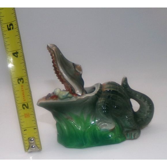 Vintage Nodder Bobber Ceramic Ashtray Dish Alligator Crocodile Jaw Japan 1950's - Picture 16 of 16